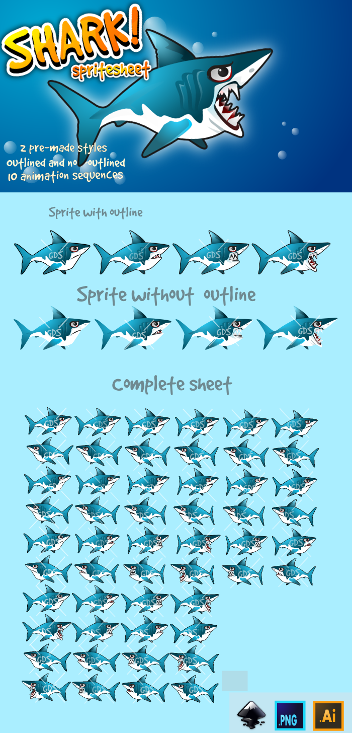 Shark sprite sheet