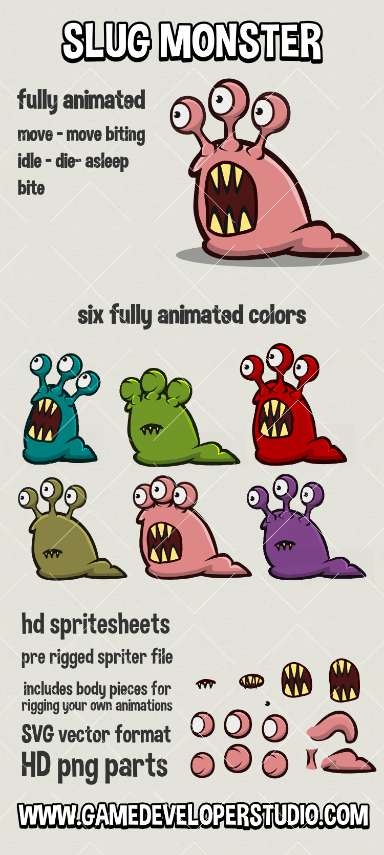 Slug monster game asset