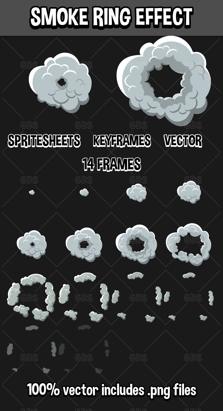 Smoke ring 2d animated game effect