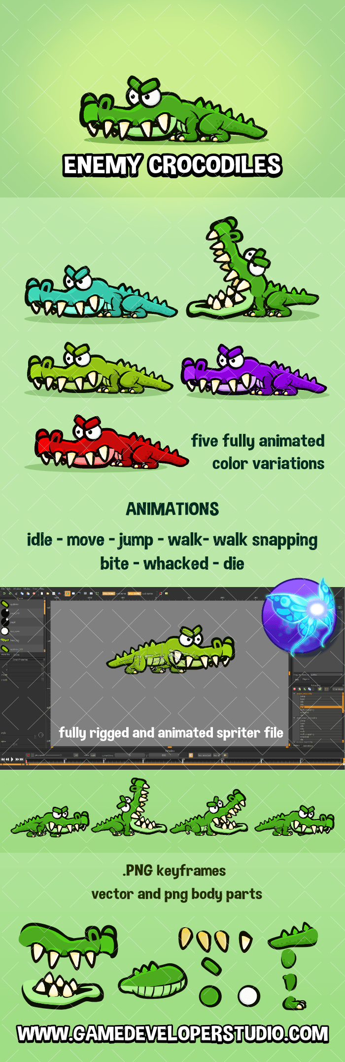 Snappy crocodile game sprite