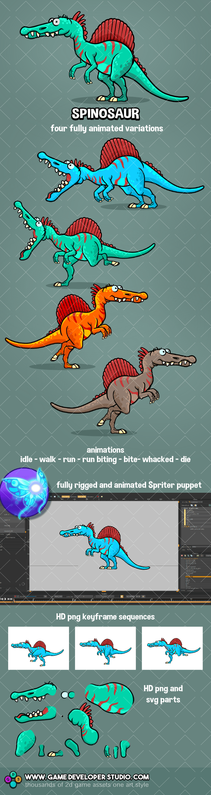 Spinosaur dinosaur sprite