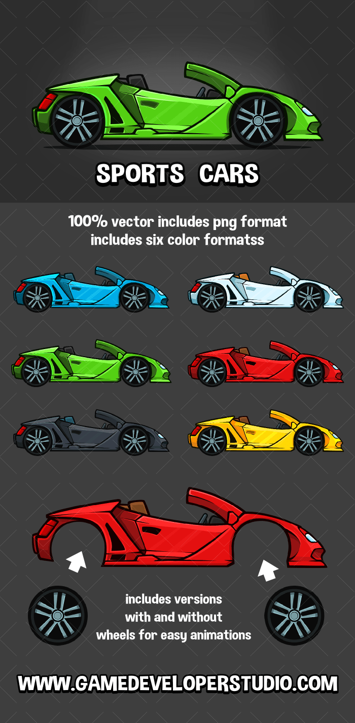 Sports car game sprites