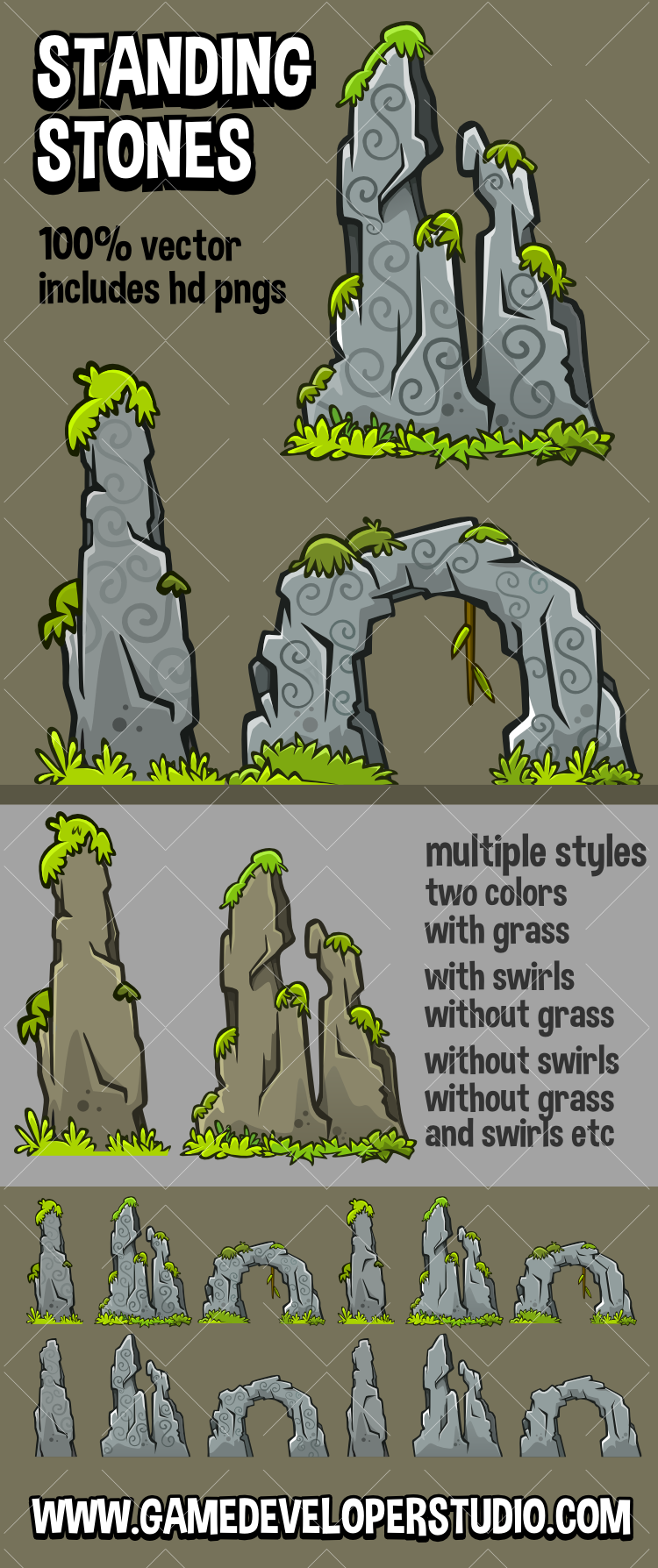 Standing stones 2d environment design asset