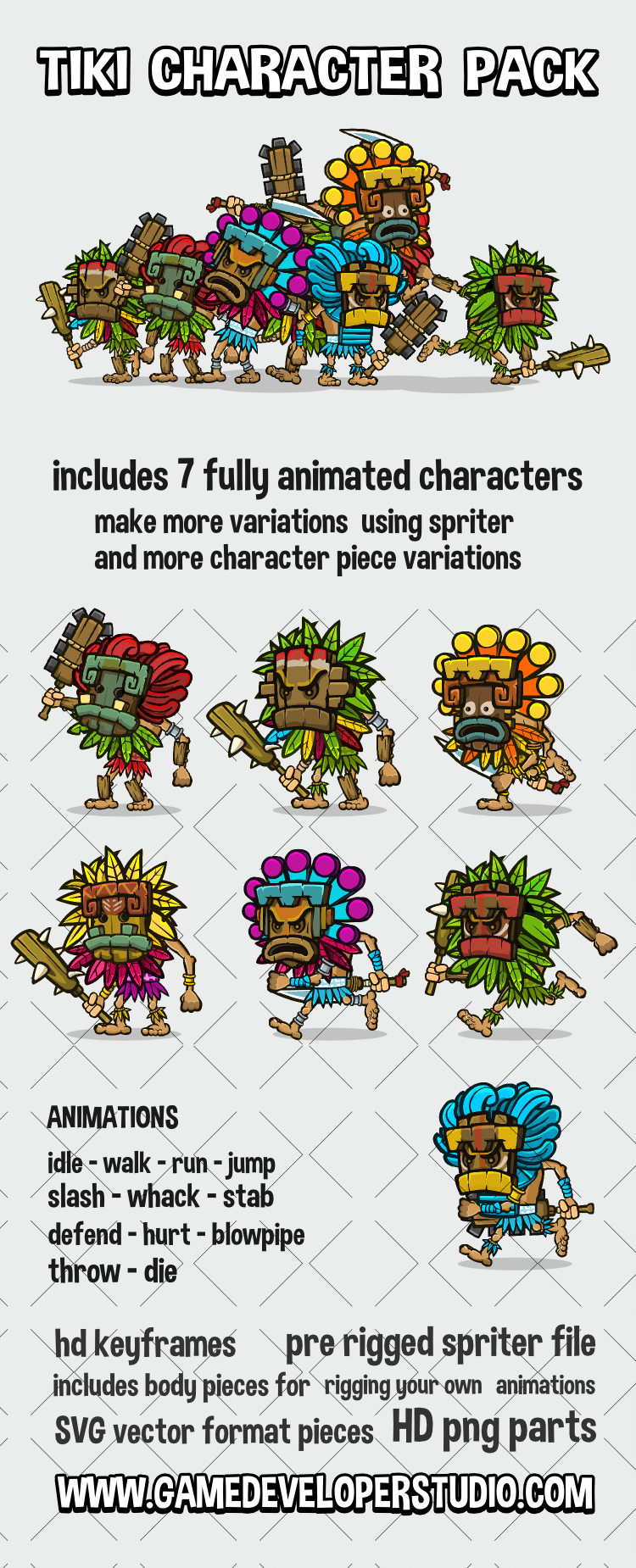 Tiki temple game character mega pack