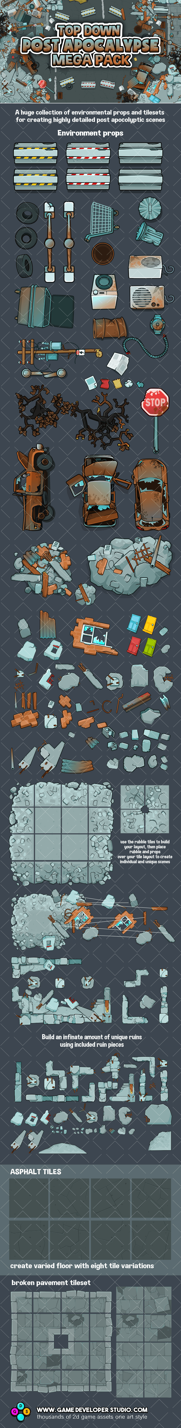 Top down post apocalypse mega environment creation pack