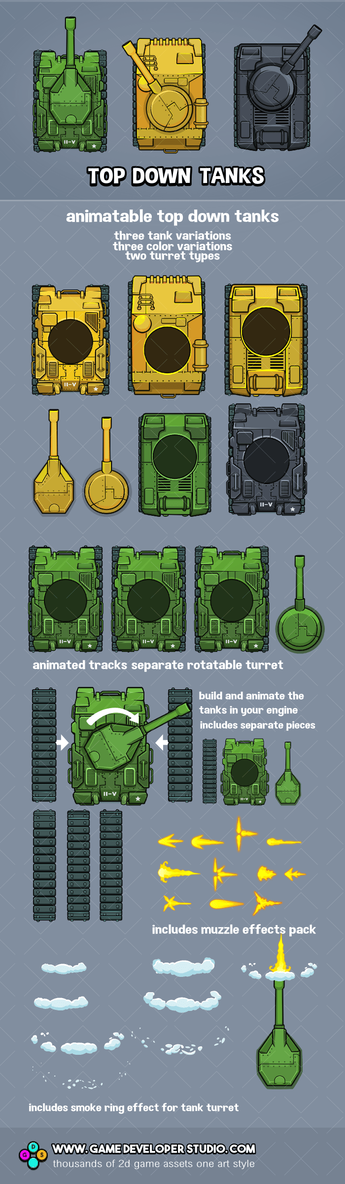  Top down tank game assets