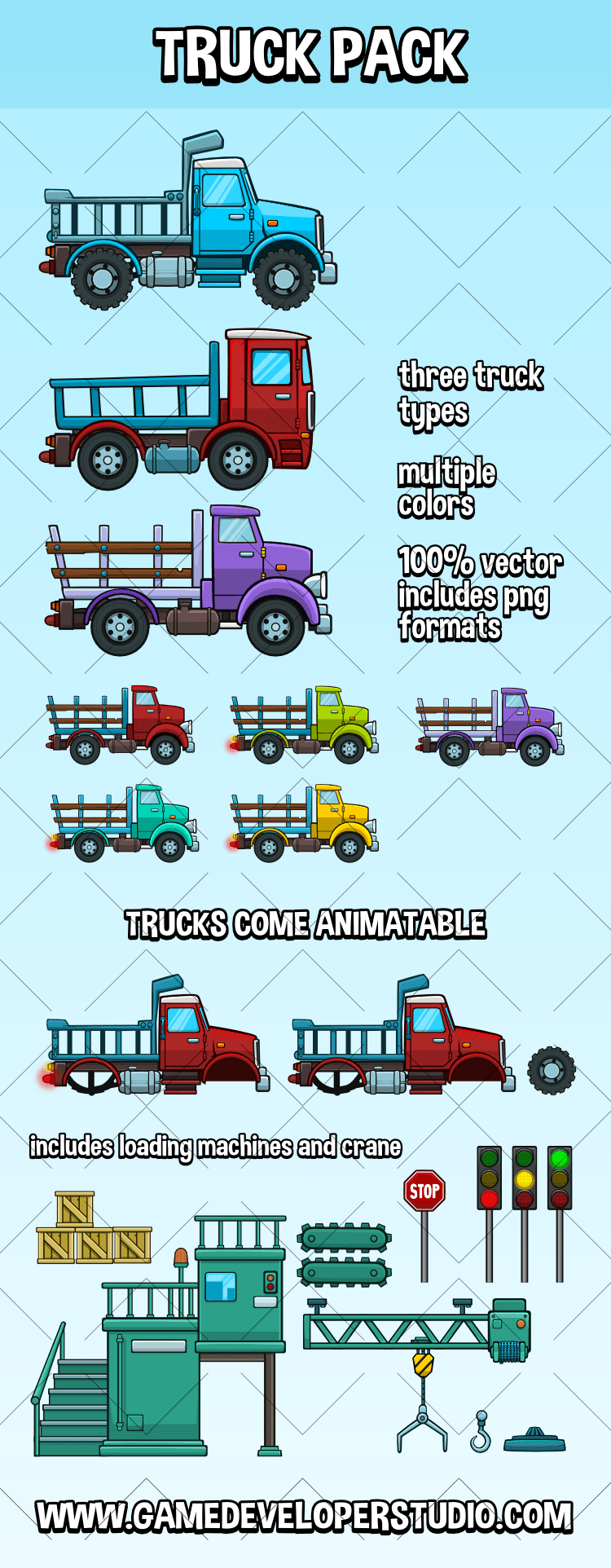 Trucks 2d game asset pack