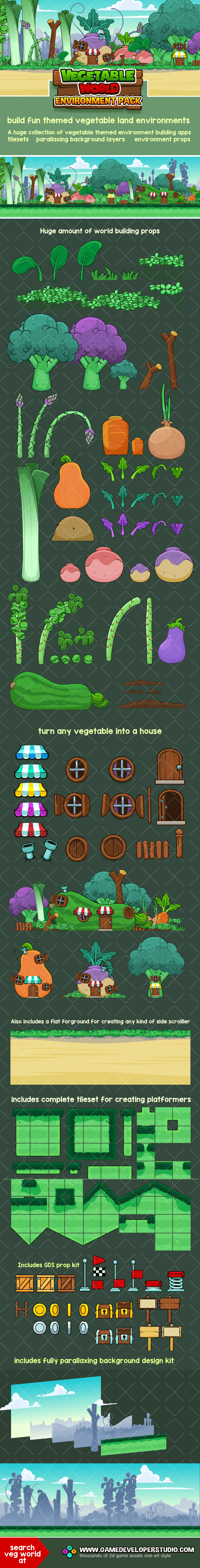 Vegetable world mega environment creation game asset pack