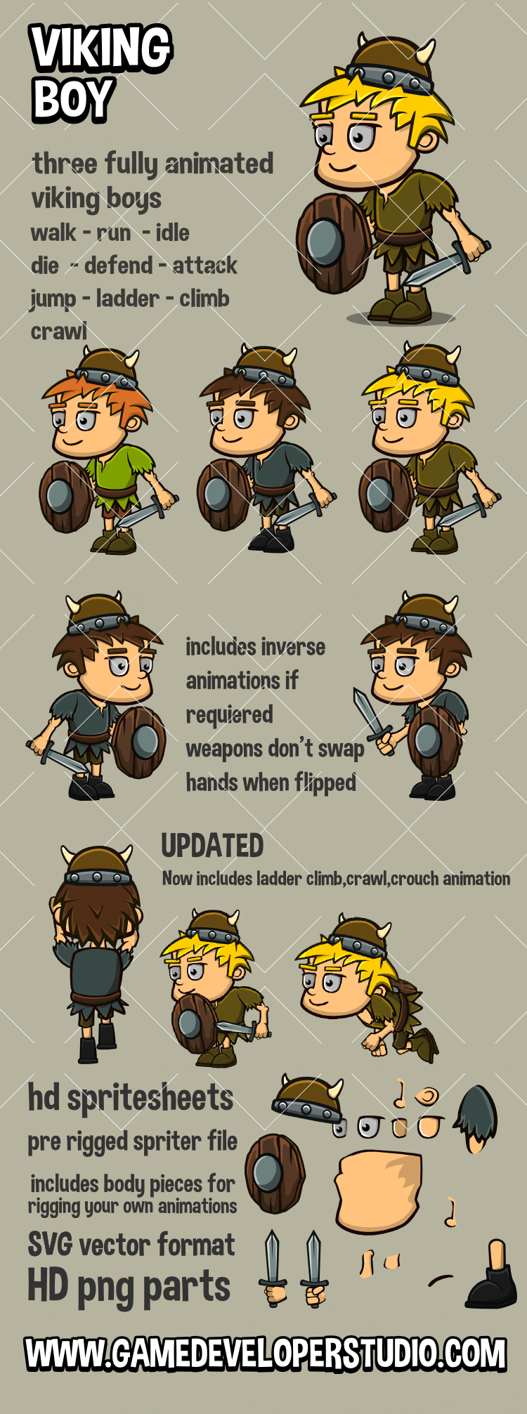 Viking boy 2d game sprite