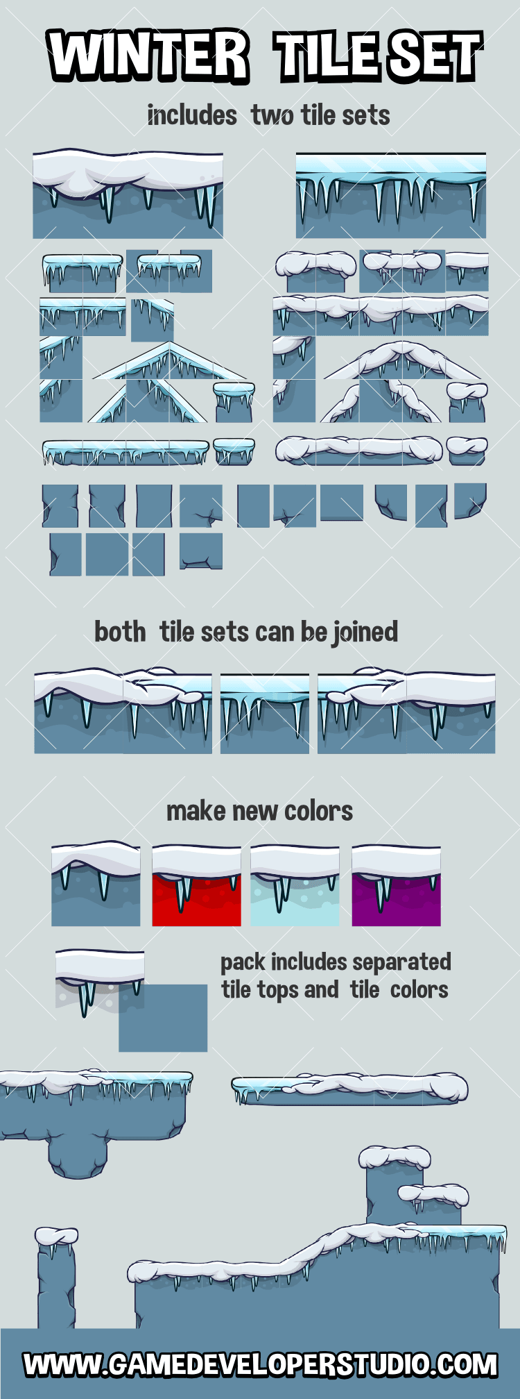 Winter 2d game tile set