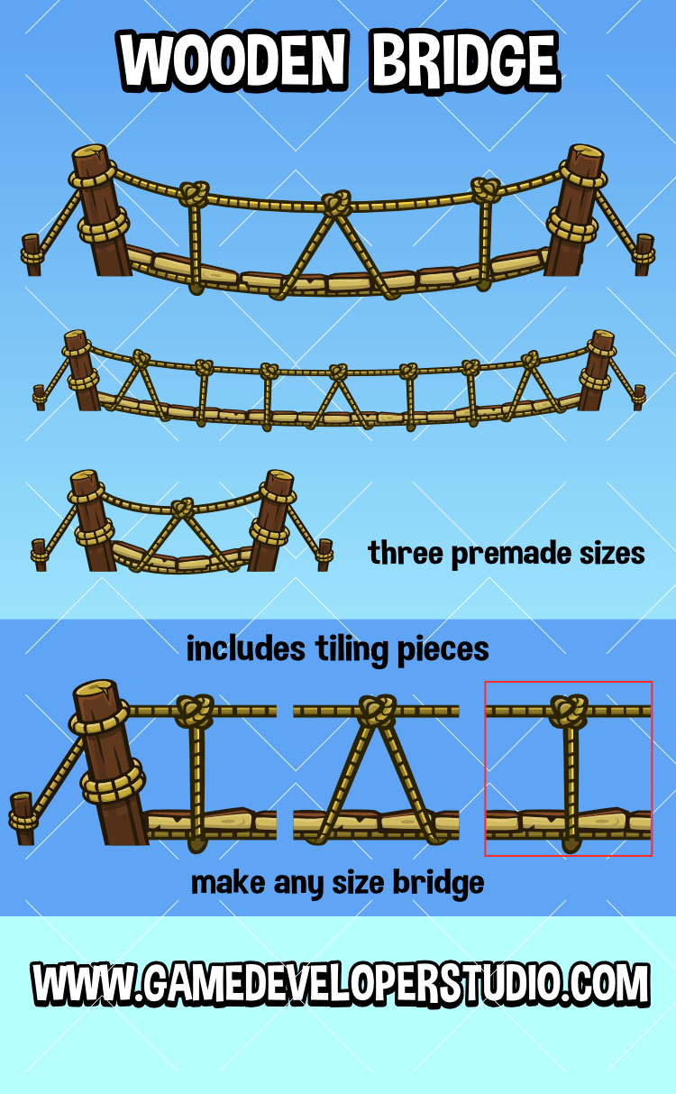 Wooden bridge 2d game asset