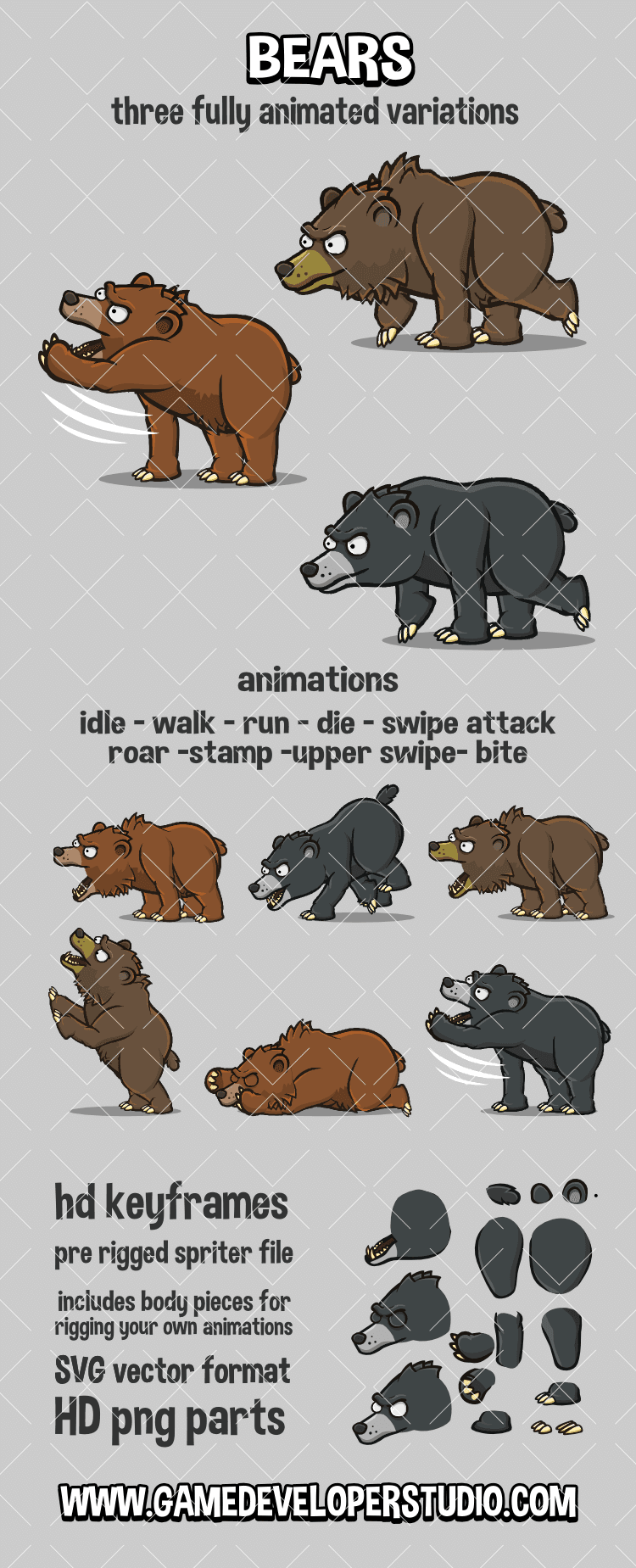 animated bear game sprite