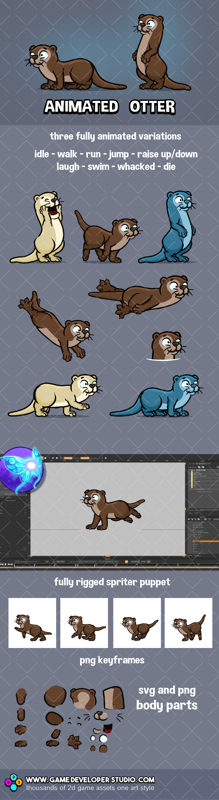 animated otter game sprite