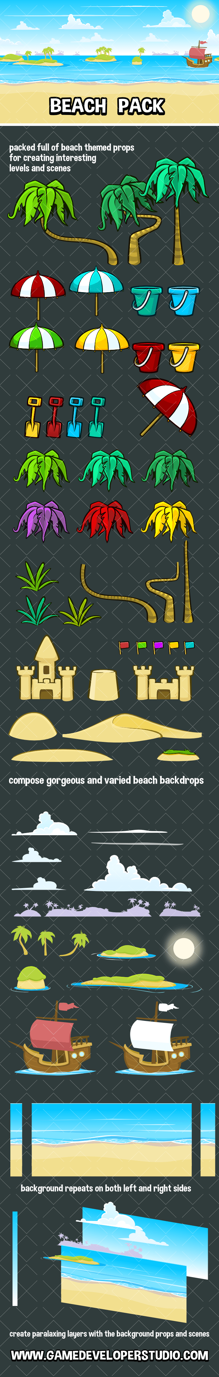 Beach scene creation pack