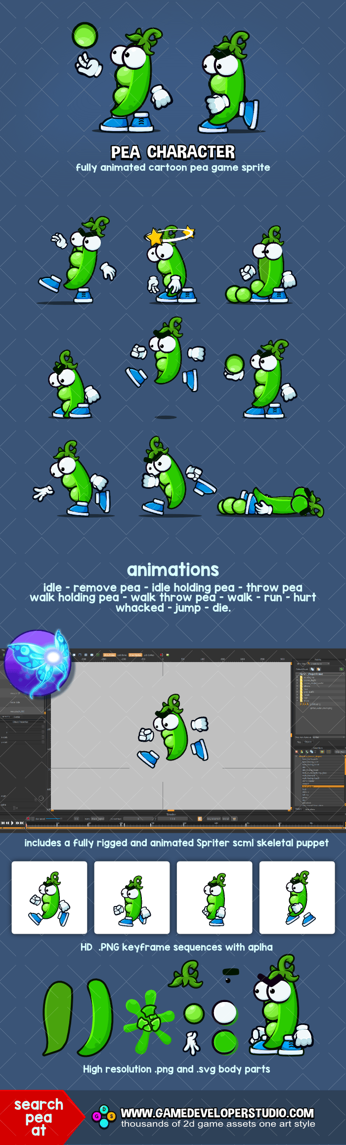 cartoon pea pod animated game sprite