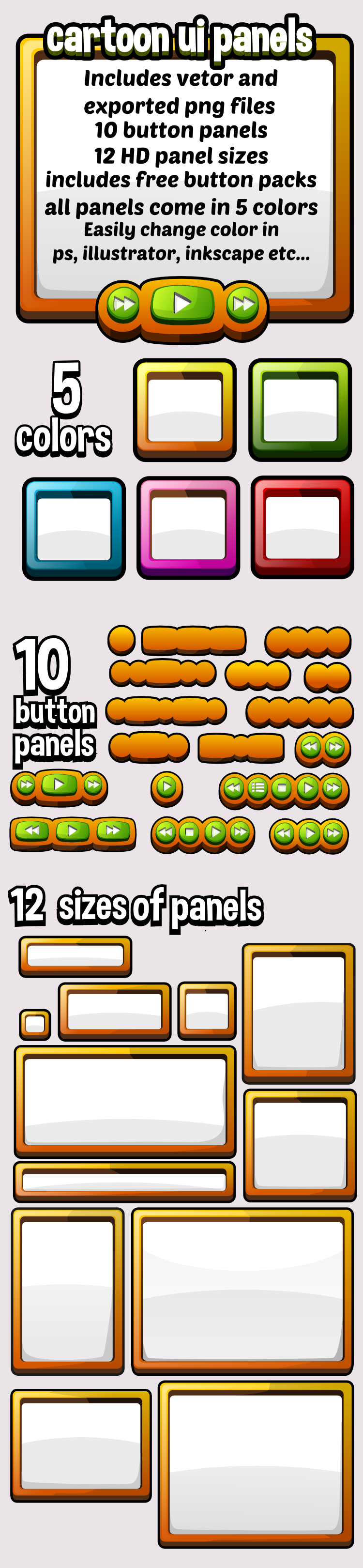 cartoon style Ui panels 