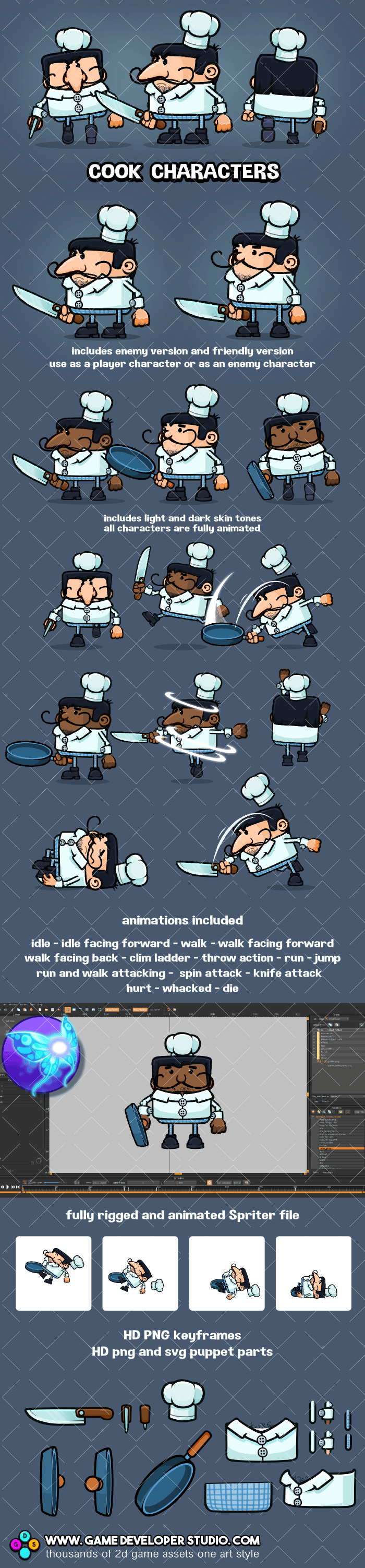 chef and cooks game character pack