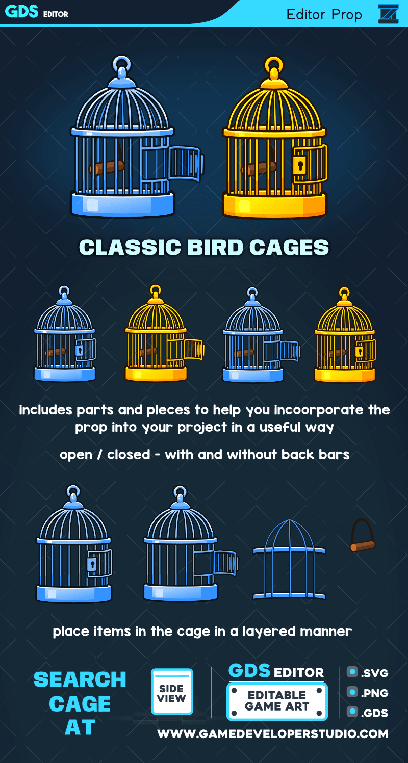 classic bird cage game and cartoon  prop