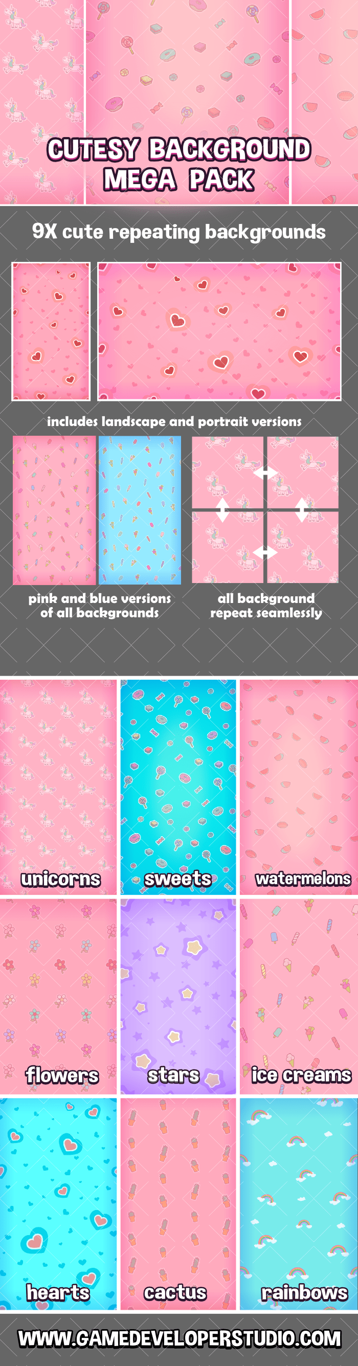 cutesy game background pack