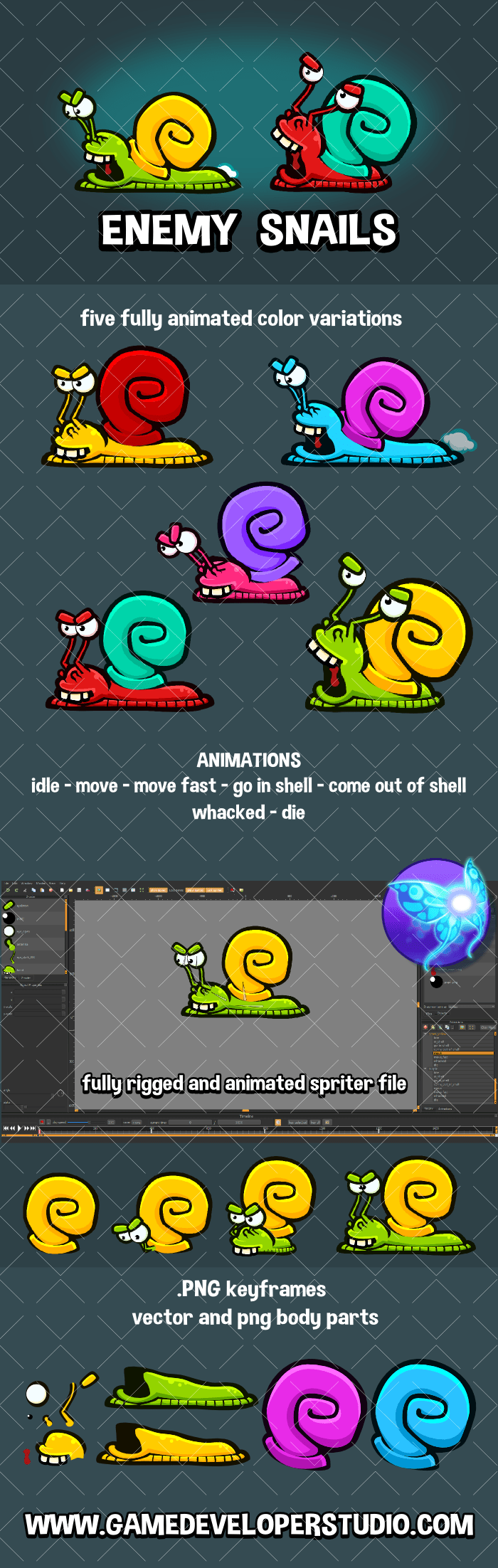 Enemy snail game sprites