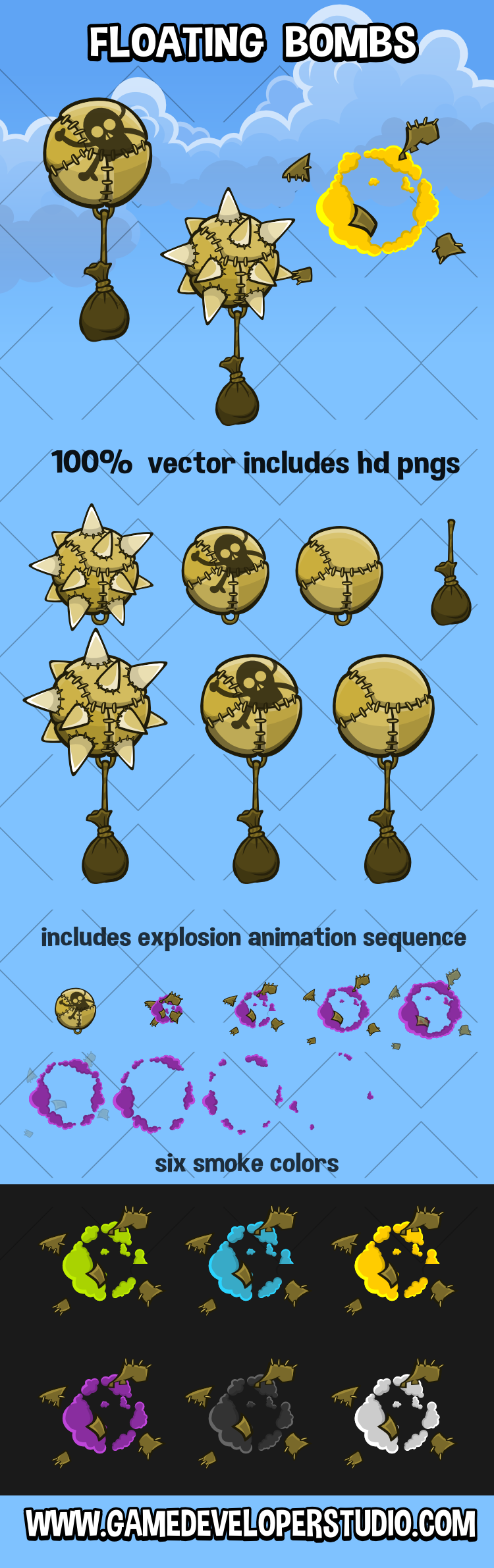 floating bombs game assets