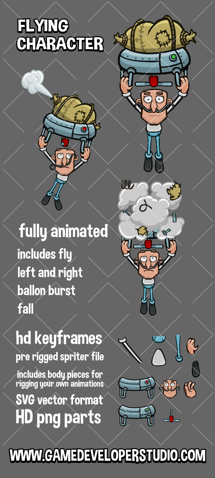 flying character game asset