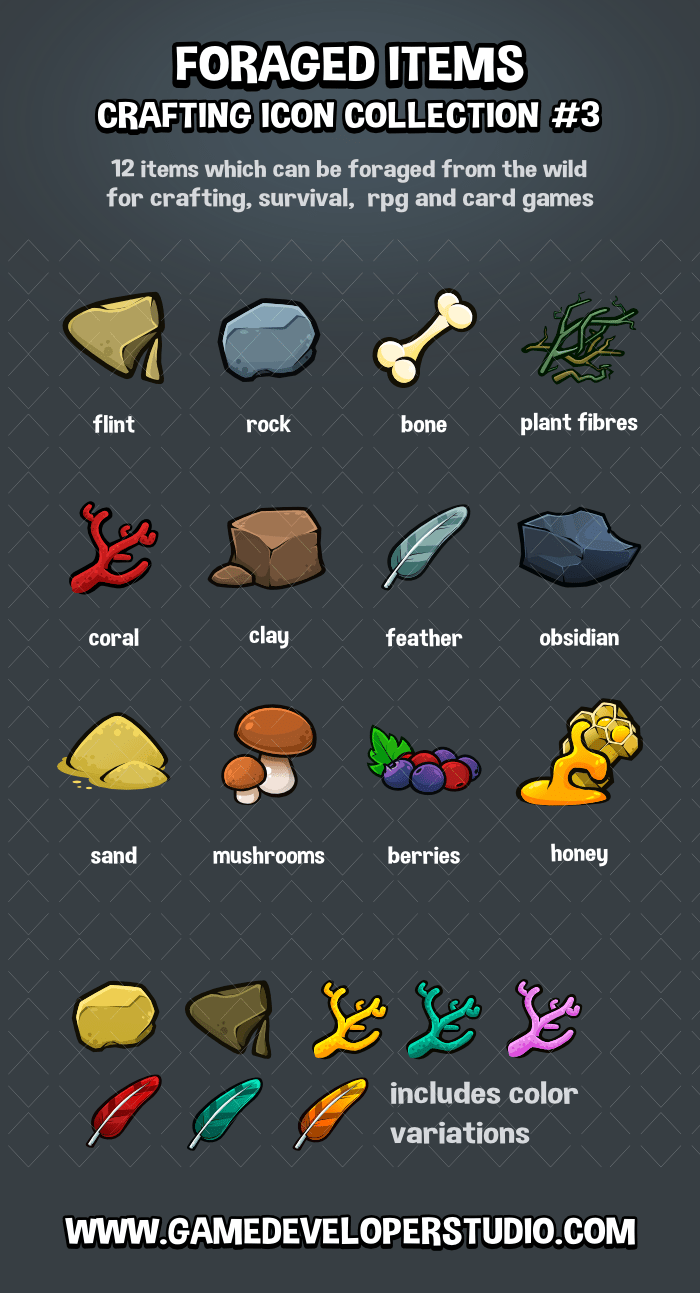 foraged itemscrafting and survival game icons