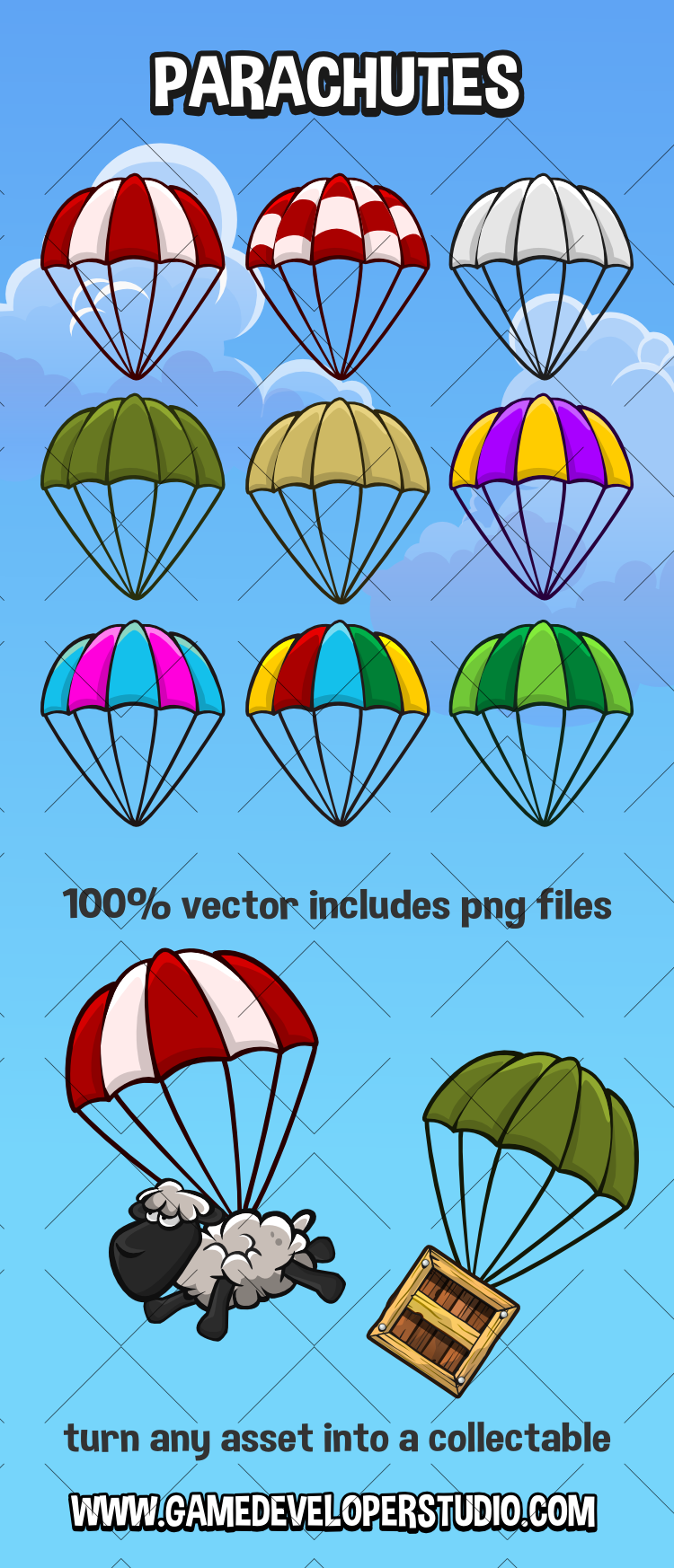 parachute 2d game asset