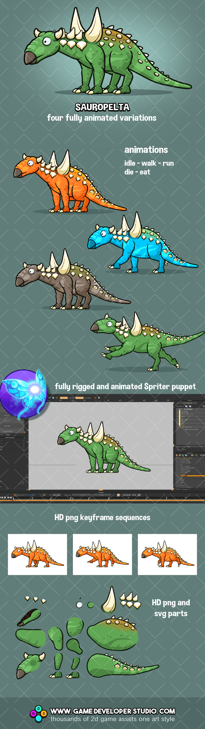 sauropelta animated dinosaur sprite