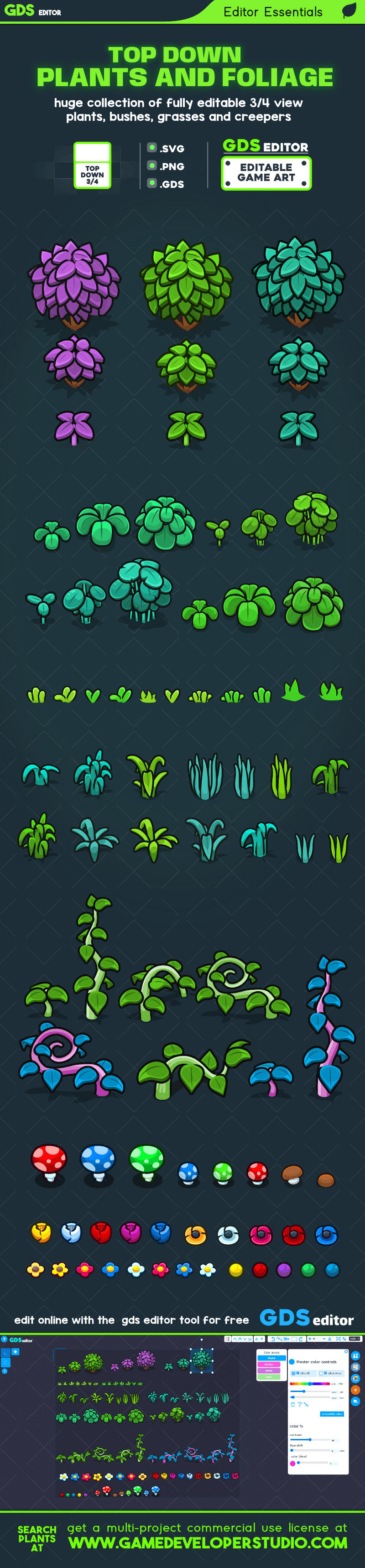 top down plants and foliage design kit