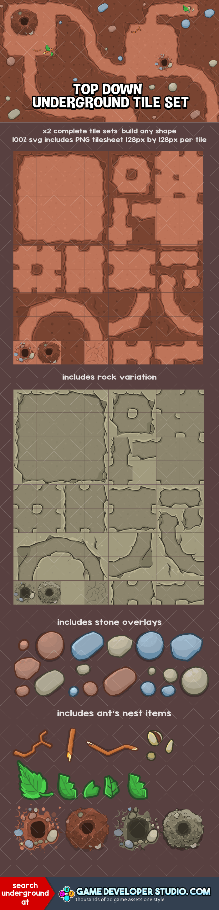 top down underground tile sets